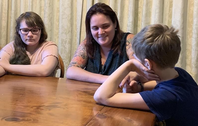 Agatha Watson at home with her children in southern Indiana.