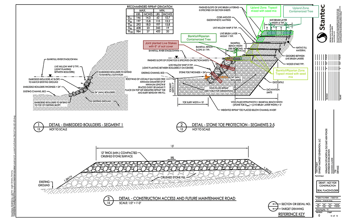 A diagram show the cross section of rock Dynegy wants to install on the Middle Fork River