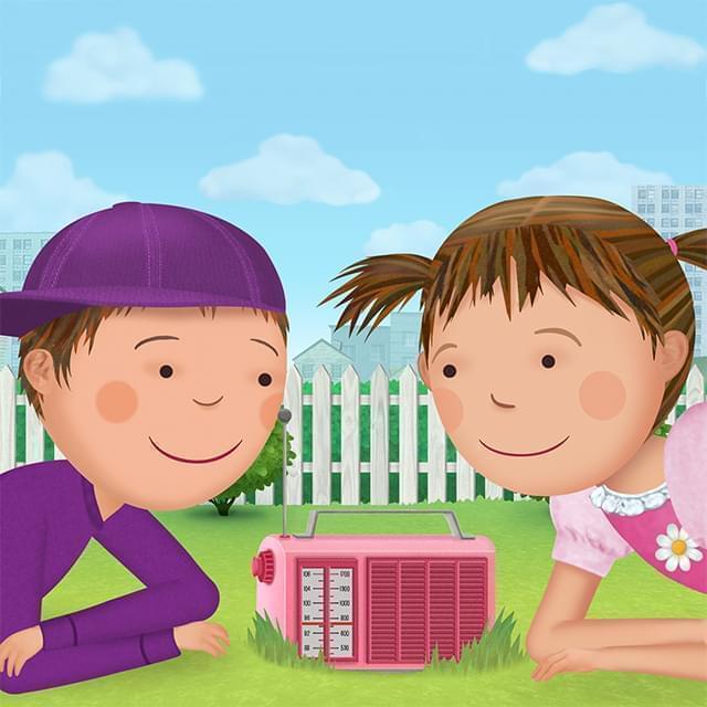 Pinkalicious and Peterrific lay in the grass and listening to the radio