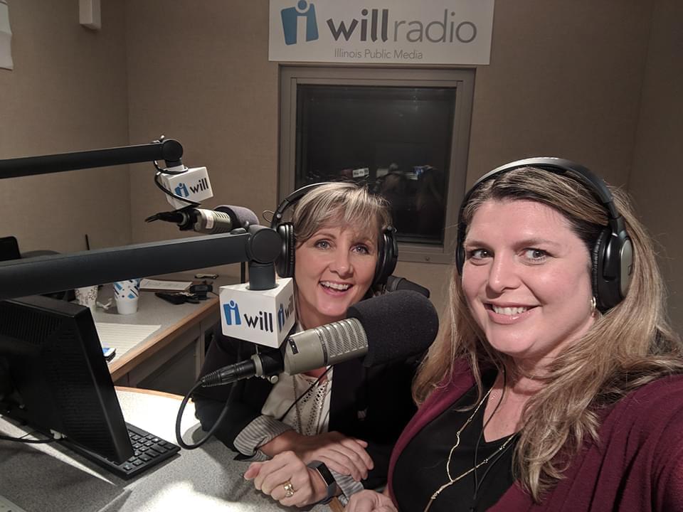 Kerry and Jenette inside the WILL Radio studio