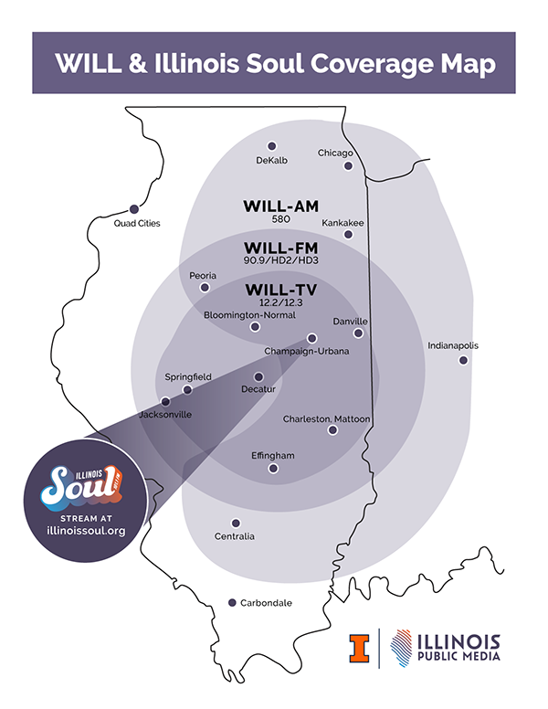 Broadcast Frequencies & Coverage Areas | About WILL | Illinois Public Media