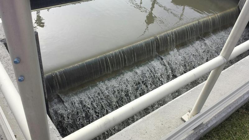 Water flows at a wastewater facility in DeKalb.