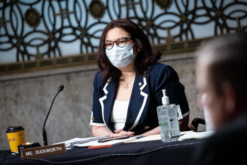 Illinois U.S. Sen. Tammy Duckworth speaks during a Senate Armed Services Committee hearing on May 7, 2020.