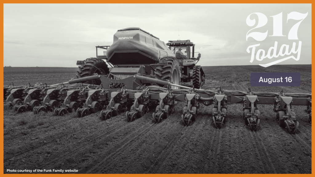 A planter is going across one the Funk Family's fields. 