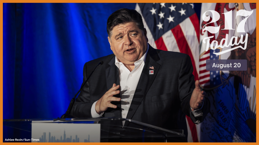 Gov. J.B. Pritzker speaks during the Illinois delegation breakfast — on the first day of the 2024 Democratic National Convention — at the Royal Sonesta Chicago Downtown, Monday, Aug. 19, 2024. 