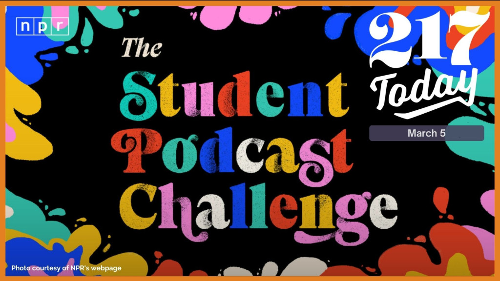 NPR's Student Podcast Challenge is open through May 2nd, for students in grades 4-12.