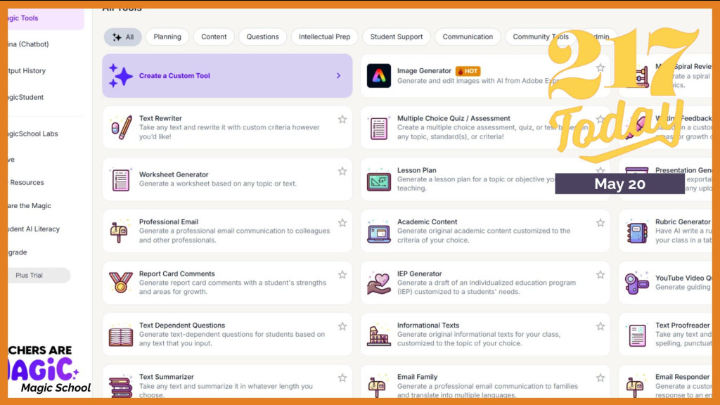 Magic School AI's online dashboard
