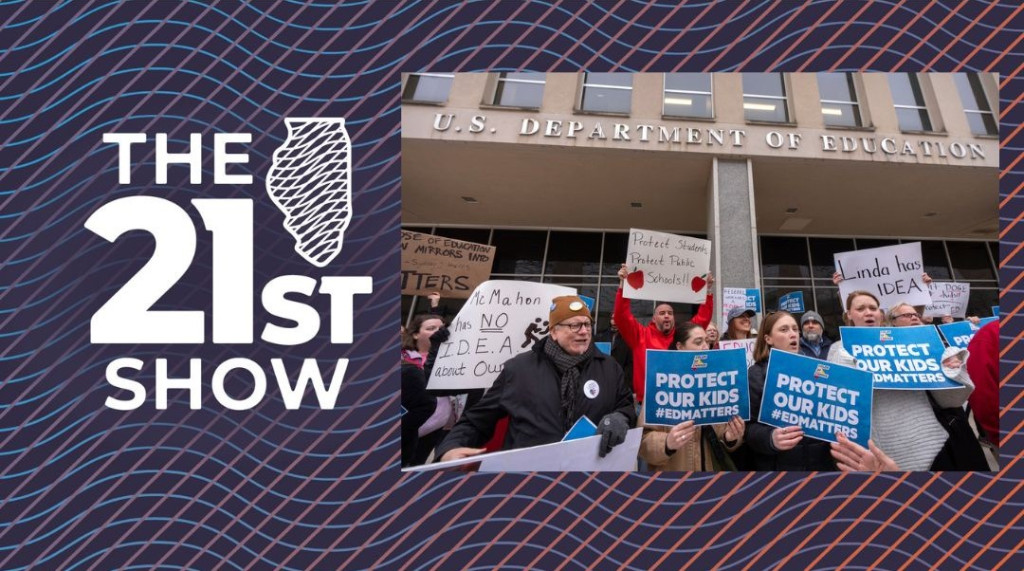 Protestors gather during a demonstration at the headquarters of the Department of Education, Friday, March 14, 2025, in Washington.