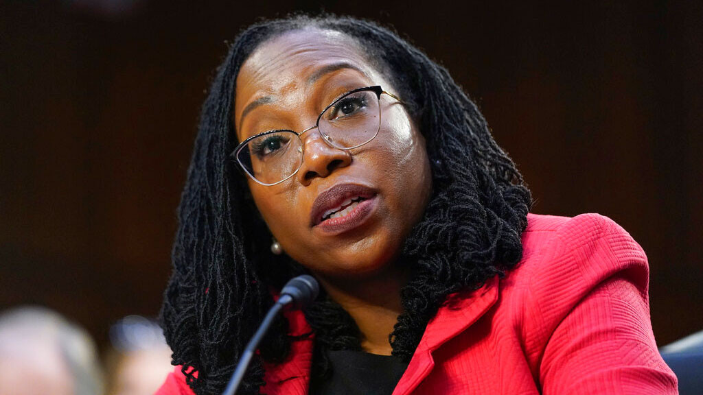 Supreme Court nominee Ketanji Brown Jackson testifies during her Senate Judiciary Committee confirmation hearing on Capitol Hill in Washington, Tuesday, March 22, 2022.
