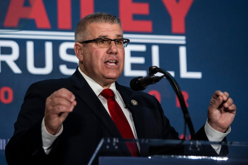 State Sen. Darren Bailey, R-Xenia, speaks at an election night rally at the Thelma Keller Convention Center in Effingham after winning the Republican gubernatorial primary election on June 28. Since that win, public support from major GOP donors and backers hasn't surfaced.