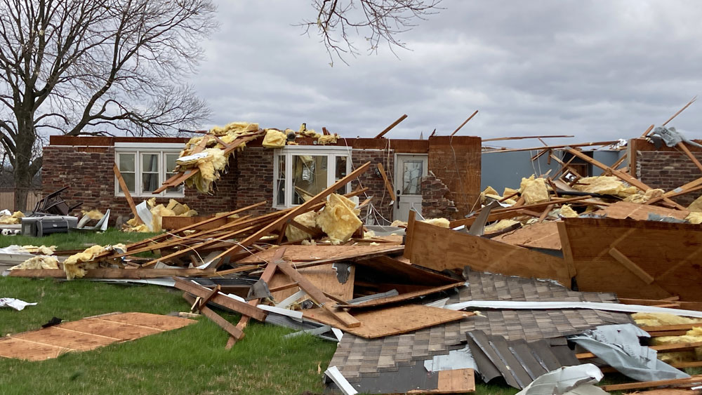 A house in Crawford County, Illinois, was one of many struck by tornadoes on March 31. 
