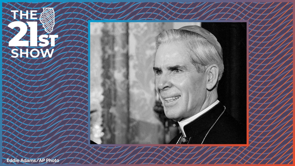 This Oct. 26, 1966 file photo shows Bishop Fulton J. Sheen at his office at the Propagation of Faith in New York.