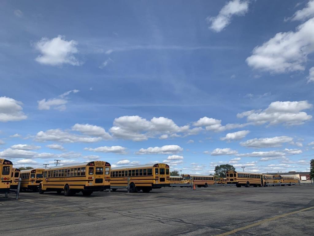 A school bus lot in Rockford.
