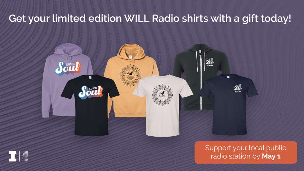 three shirts and three hoodies with text Get your limited edition will radio shirts with a gift today 