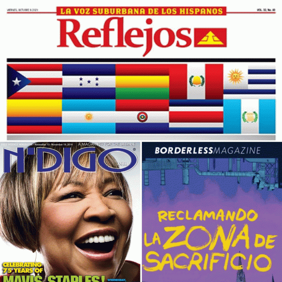 Covers of Reflejos, N'DIGO and Borderless magazines