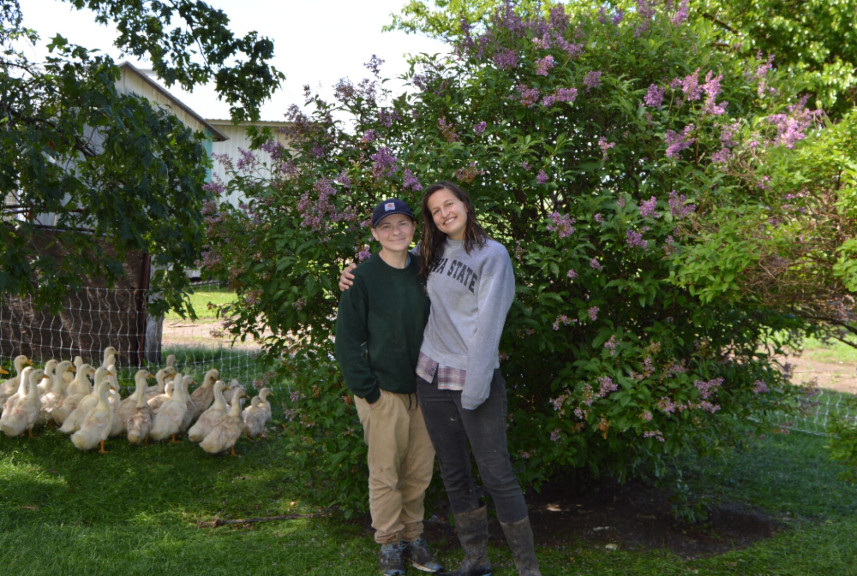 Shae Pesek (left) and Anna Hankins (right) own and operate Over the Moon Farm and Flowers in Coggon, Iowa. 