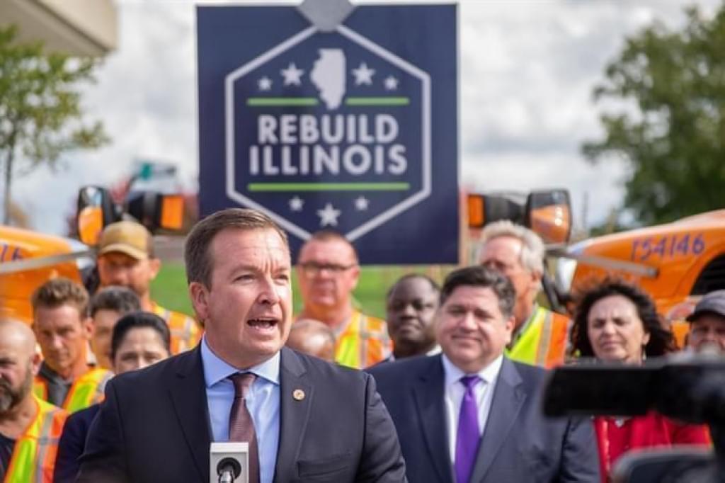Sen. Andy Manar, D-Bunker Hill, appears at an event with Gov. JB Pritzker and others in 2019. He announced Monday he will be leaving the Illinois Senate to take a job in Pritzker's administration as a senior advisor.