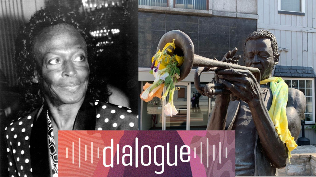 Miles Davis and statue
