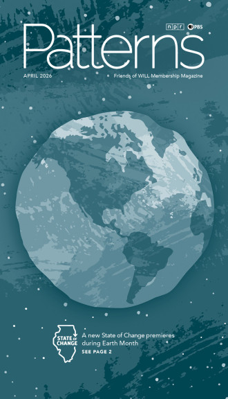 An illustration of Earth looking down on North and South America. Also with a logo for State of Change. Text reads A new State of Change premieres during Earth Month. See page 2.