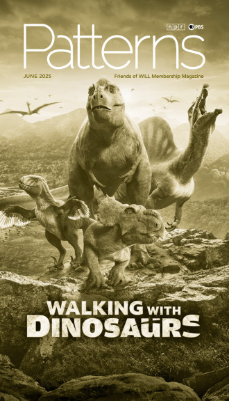 Animated dinosaurs are bursting off the cover promoting the new series Walking With Dinosaurs.