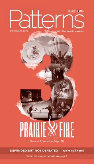 A large number three includes photos from upcoming segments with the Prairie Fire logo below. It also has a separate text section that says Defunded but not deafeated.