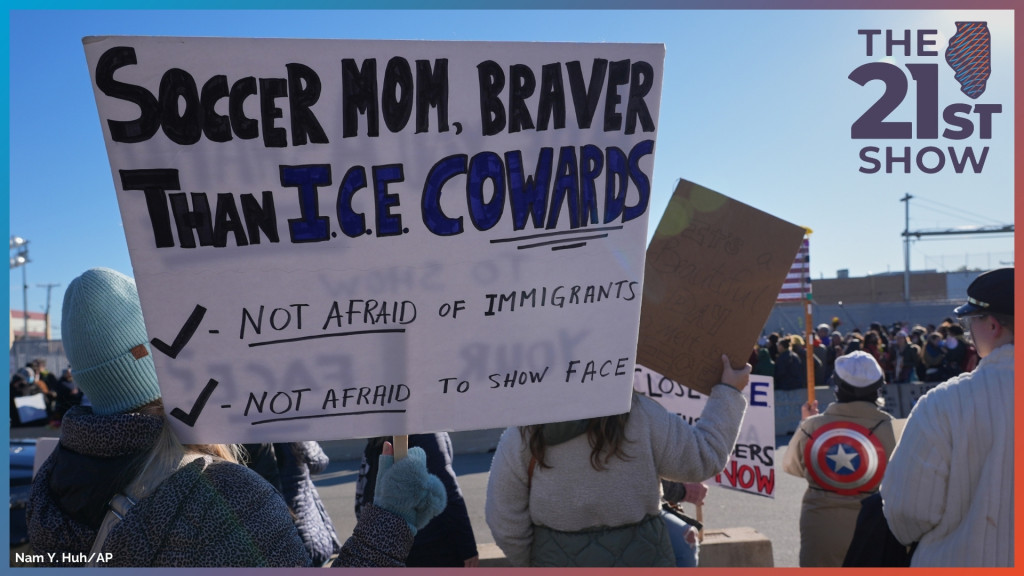 Protesters gather outside an ICE processing facility in Broadview, Ill. a suburb of Chicago, Friday, Oct. 24, 2025.