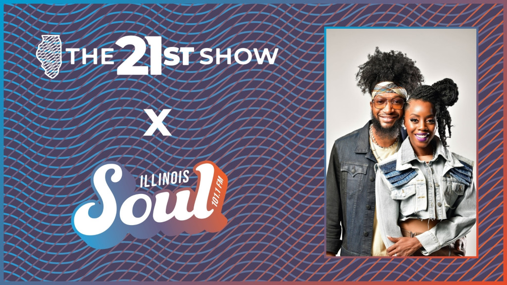 The 21st Show and Illinois Soul logo; portrait of Raphael and Whitney