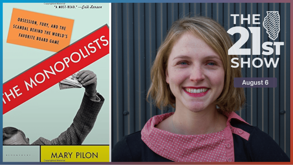 Mary Pilon alongside her book, 