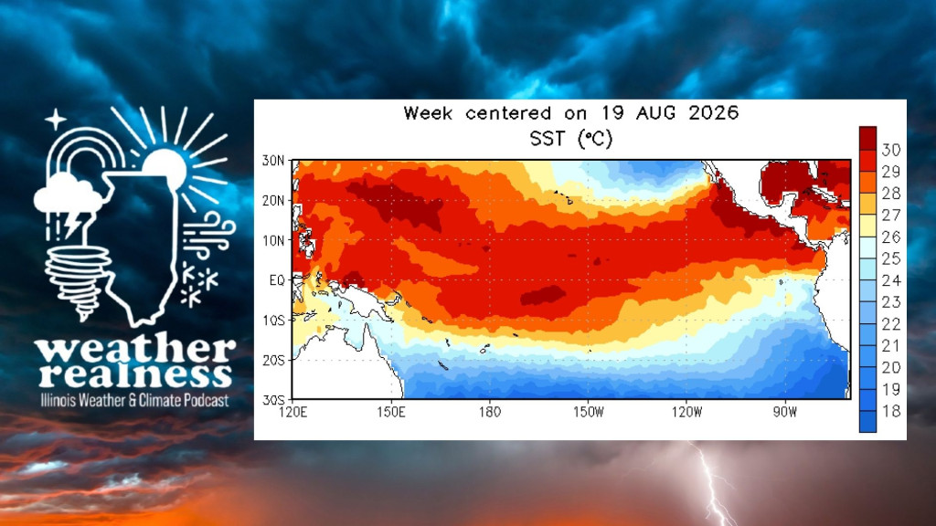 A graph of tropical sea surface temperatures shows waters were warmer than average on Aug. 19, 2026.