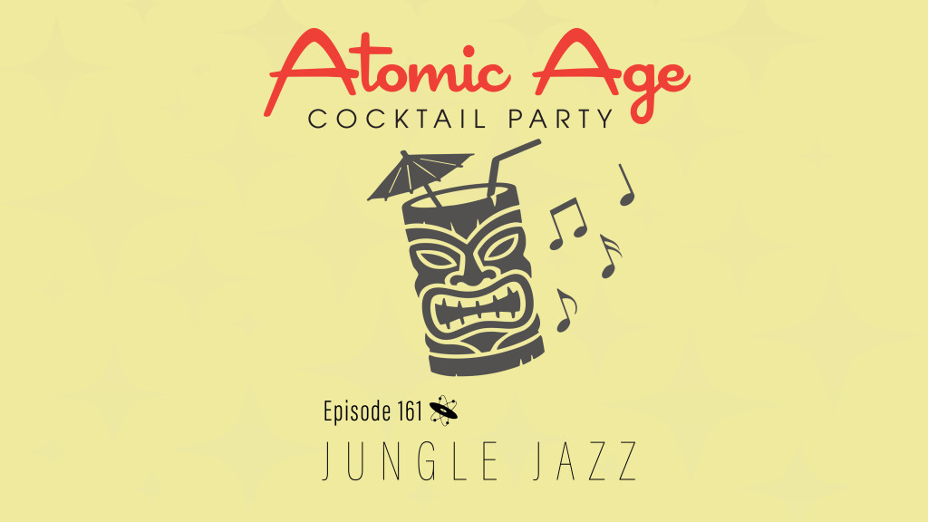 Atomic Age logo with an illustration of a tiki mug with music notes. Text reads 