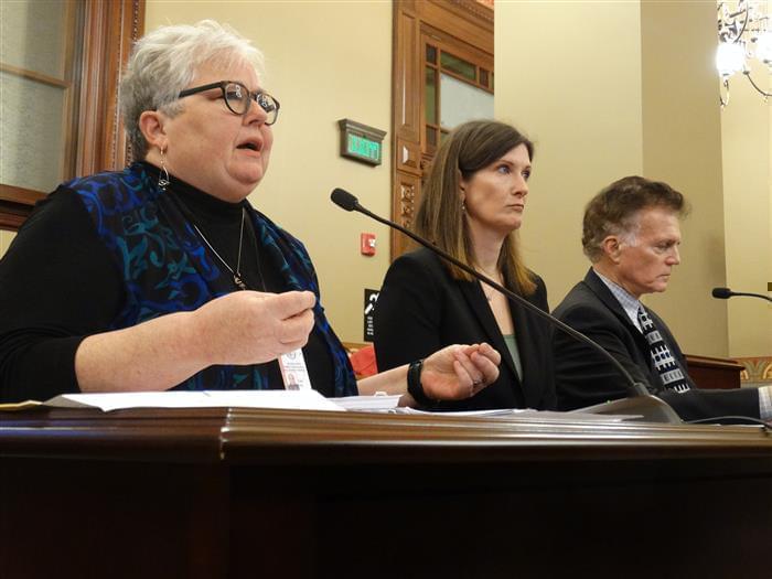 Legislative Inspector General Carol Pope (left) and former LIGs Julie Porter and Tom Homer testifying before the Joint Commission on Ethics and Lobbying Reform at the Capitol in Springfield in 2020.