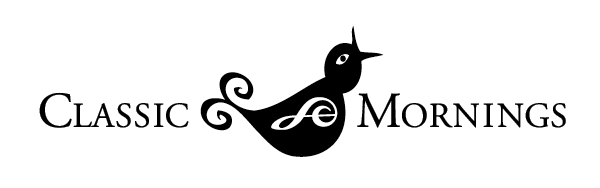 bird logo with music note text classic mornings