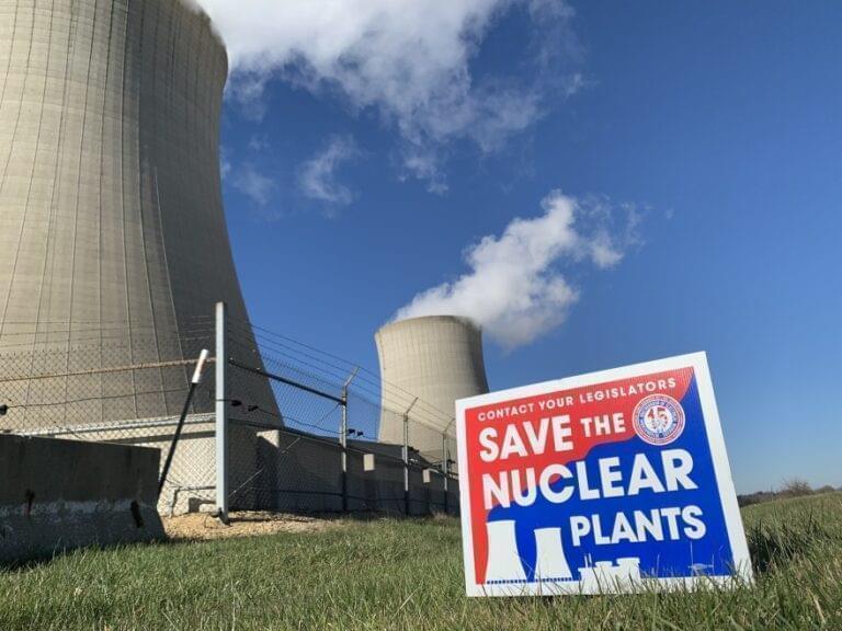 A sign advocating for Exelon's Byron Nuclear Power Station to stay open.