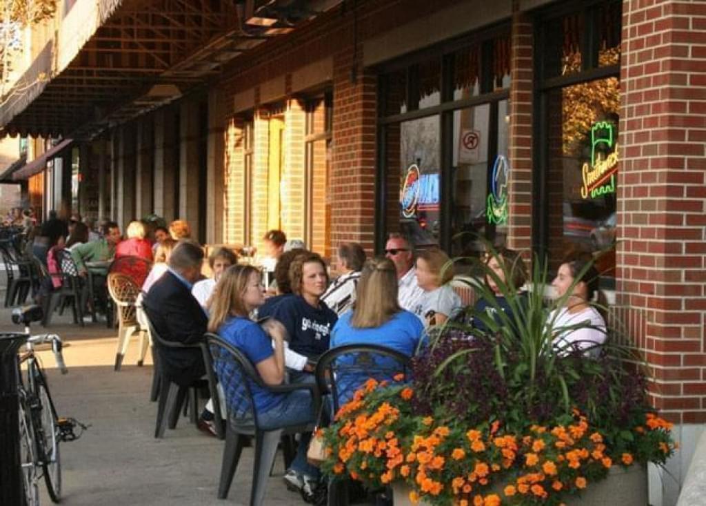 Patrons enjoying outdoor seating earlier this year at The Esquire in downtown Champaign.
