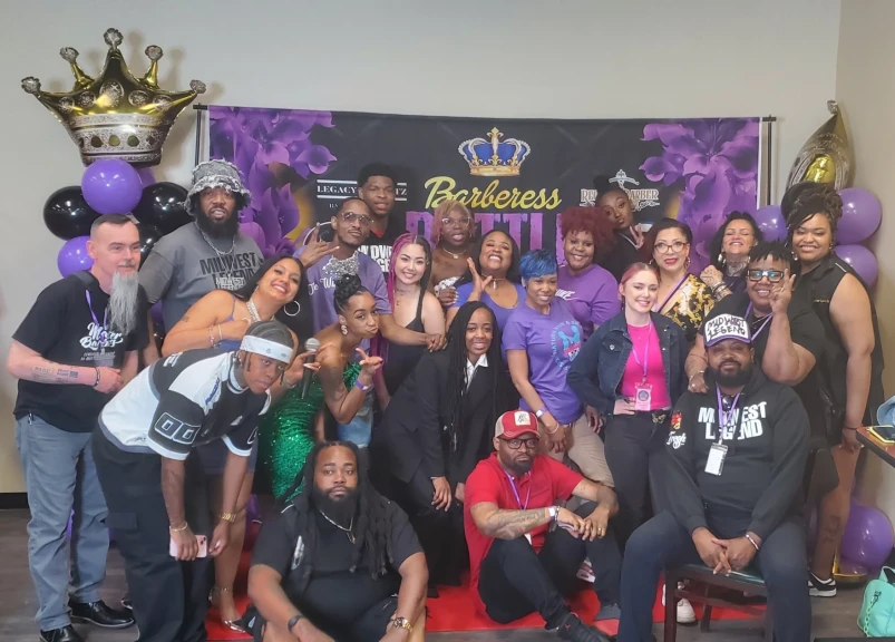 Some of the competitors, organizers and models of the 'Barberess Battle Royale
