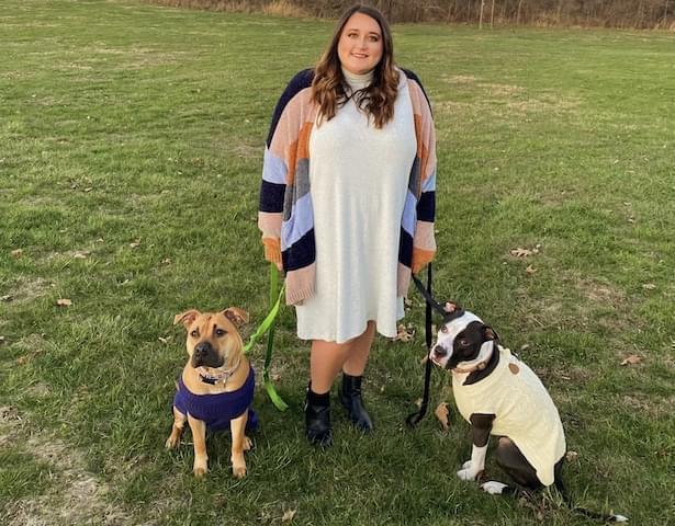 Twenty-five-year old Myranda Tetzlaff enjoys taking her two dogs on long walks, but she still has anxiety about being around other people on trails.