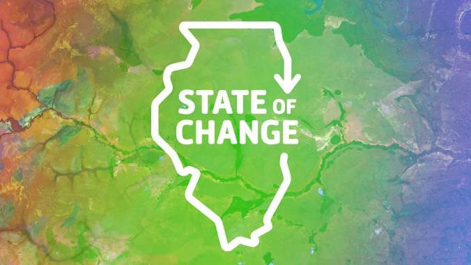State of Change logo featuring an outline of Illinois containing the words 