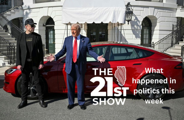 President Donald Trump and Tesla CEO Elon Musk speak to reporters near a red Model S Tesla vehicle on the South Lawn of the White House Tuesday, March 11, 2025, in Washington.