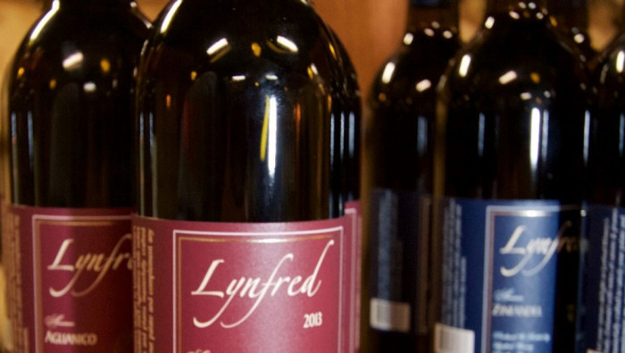 Bottles of wine from Lynfred Winery in Roselle, Illinois.