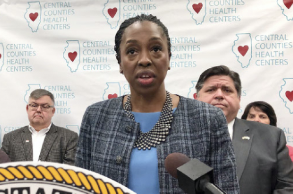 Dr. Ngozi Ezike, director of the Illinois Department of Public Health, discusses the discovery of a second case in Illinois of the novel coronavirus and the public health efforts to contain and study it, Friday, Jan. 24, 2020 in Springfield, Ill.