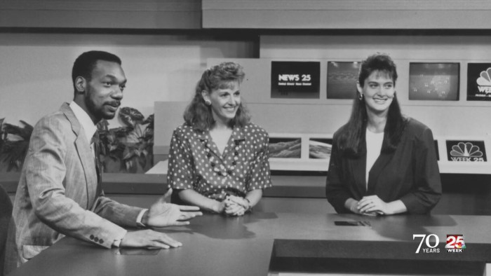 Garry Moore and other members of the news team at WEEK-TV in Peoria
