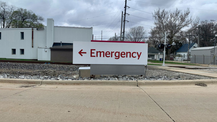 Pictured above is the Emergency Room sign at OSF Hospital in Urbana.