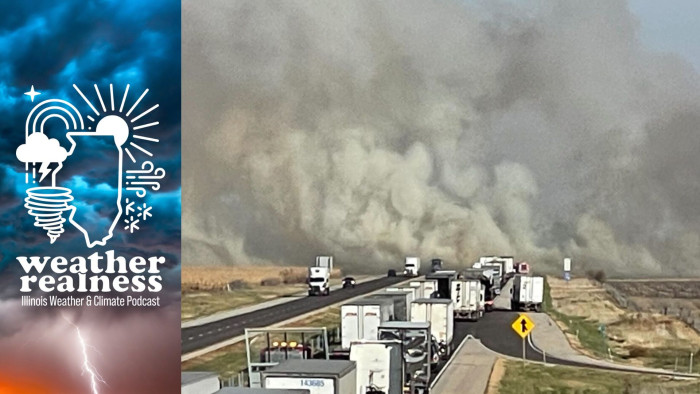 A fire caused by high winds and dry conditions closes I-74 between the Ogden and Fithian exits at the border of Champaign and Vermilion Counties on October 29, 2024.