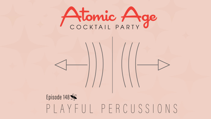 Atomic Age logo with illustration of wavy lines with arrows left and right. Text reads 