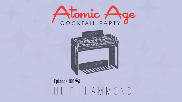 Atomic Age logo with an illustration of small upright organ. Text reads 