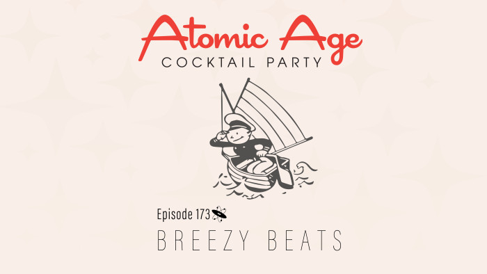 Atomic Age logo with an illustration of a man sailing a small sailboat. Text reads 