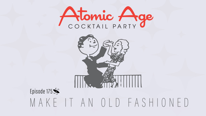 Atomic Age logo with an illustration of a man and a woman dancing. Text reads 