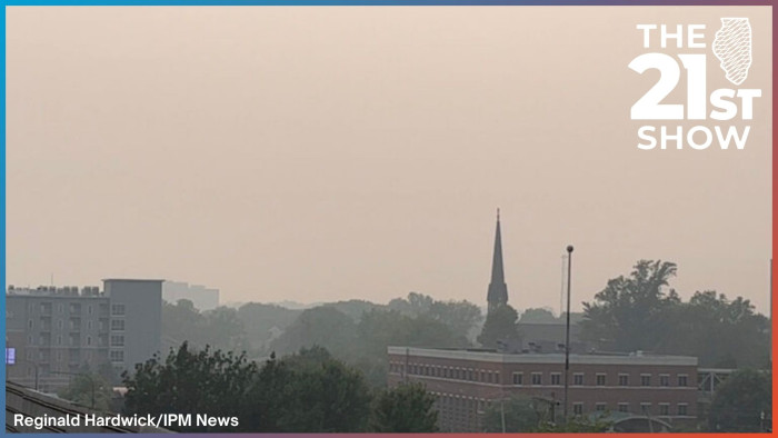 View of Champaign when smoke from Canadian wildfires caused poor air quality in June 2023