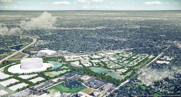 The concept art for the Bears' stadium in Arlington Heights.