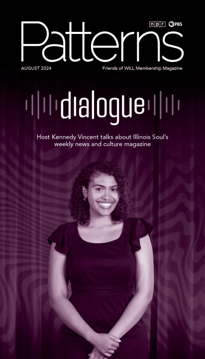 Photo of Kennedy Vincent with the Dialogue logo about. Text reads Host Kennedy Vincent talks about Illinois Soul's weekly news and culture magazine.